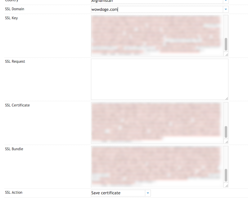 Adding SSL certificates and keys
